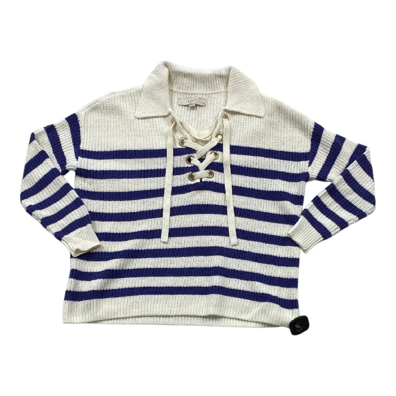 Sweater By Loft In Blue & Cream, Size: Xsp