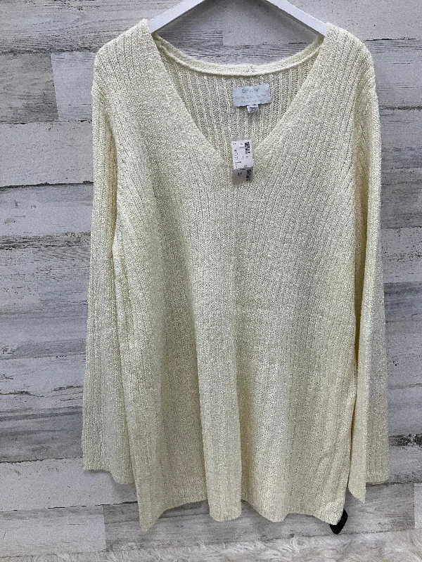 Sweater By Avenue In Cream, Size: 3x