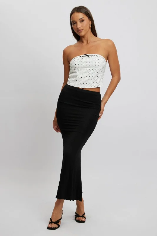 Timeless Women's Apparel Black Maxi Skirt Elastic Waist Modal Blend Lined