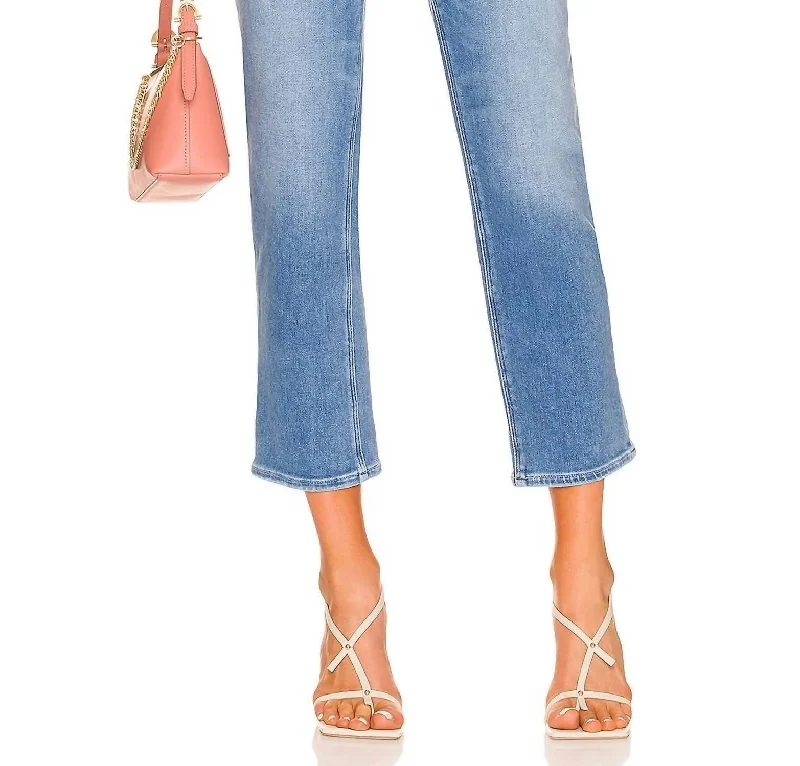 Bold and Elegant Women's Fashion Stella Crop Jean In Sea Water Distressed