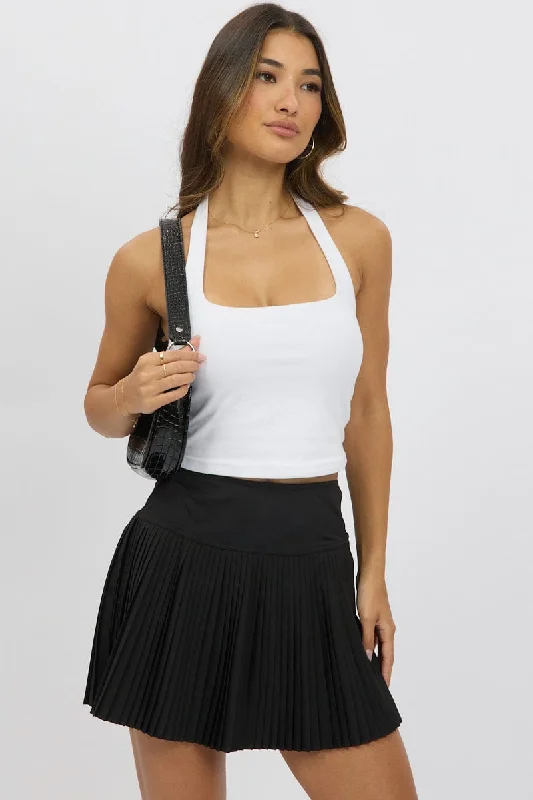 Casual Chic Clothing For Women Black Tennis Skort Skirt Stretch Waist Mini Pleated Lined Casual Chic Clothing For Women Black Tennis Skort Skirt Stretch Waist Mini Pleated Lined