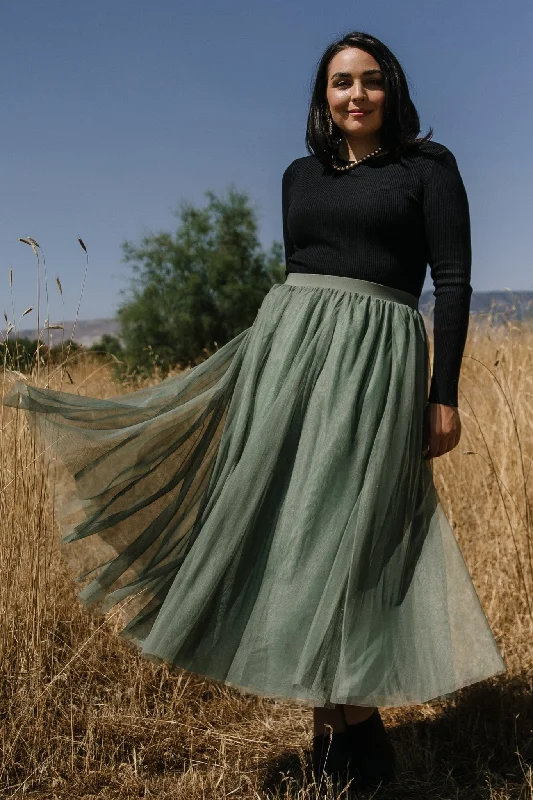 Mila Tulle Skirt | Dark Sage