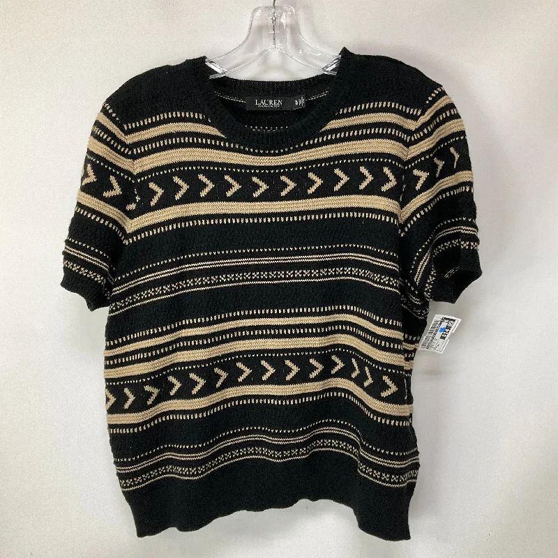 Sweater Short Sleeve By Lauren By Ralph Lauren In Black & Tan, Size: Xl