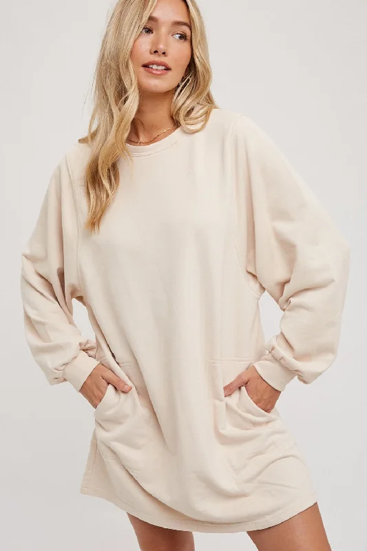 Cream Ultra Soft Sweatshirt Dress