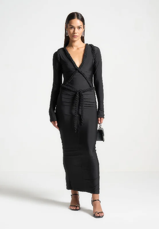 Stylish And Comfortable Clothing For Women Plait Detail Midaxi Skirt - Black
