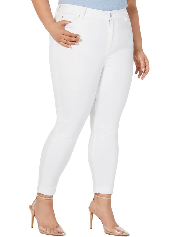 Plus Womens High Rise Rolled Skinny Jeans