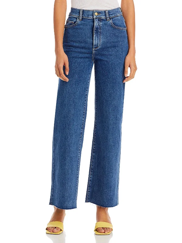 Keys Hepburn Womens High Rise Medium Wash Wide Leg Jeans