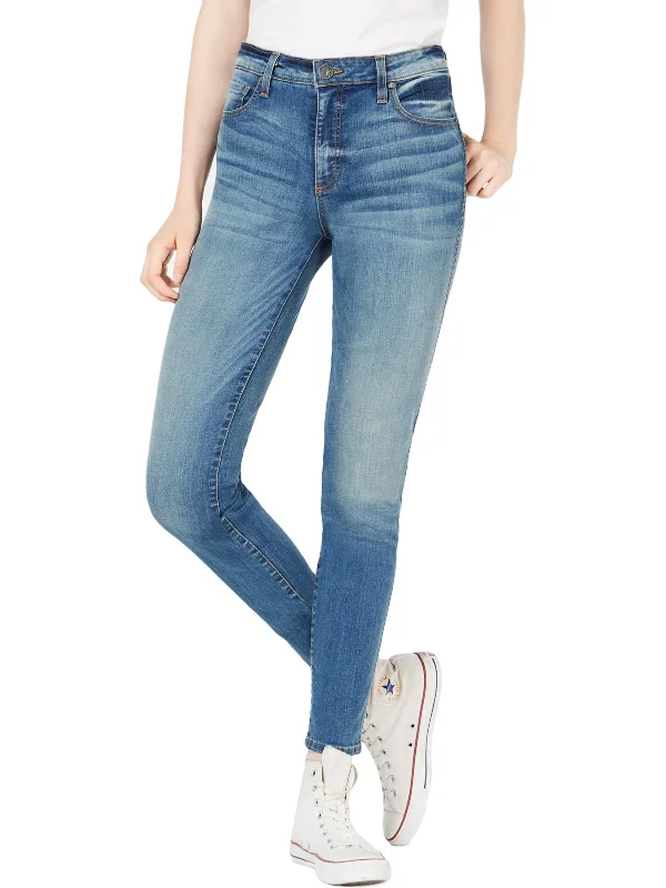 Womens Solid High Rise Skinny Jeans