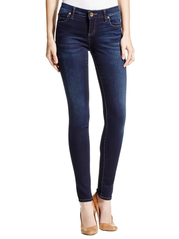 Mia Womens Toothpick Skinny Solid Jeans