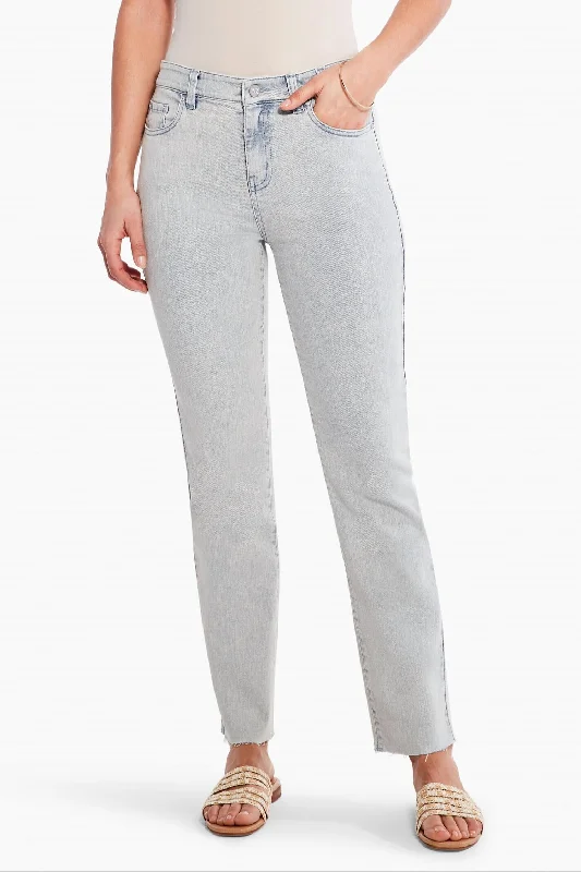 Women's Holiday Attire Mid Rise Straight Ankle Jean In Salt