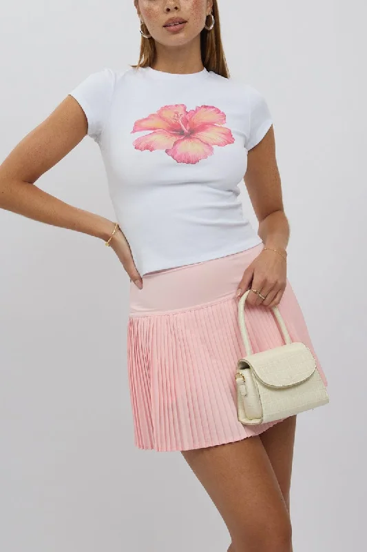 Women's Clothing With Trendy Designs Pink Tennis Skort Skirt Stretch Waist Mini Pleated Lined Women's Clothing With Trendy Designs Pink Tennis Skort Skirt Stretch Waist Mini Pleated Lined