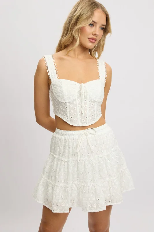 Best Online Clothing Boutiques White Skater Skirt High Rise Tiered Mini Broidery Eyelet Best Online Clothing Boutiques White Skater Skirt High Rise Tiered Mini Broidery Eyelet