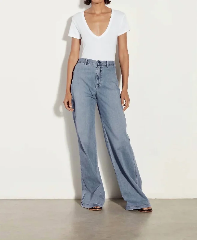 Women's Outdoor Attire High Waisted Wide Leg Jeans In Midwash