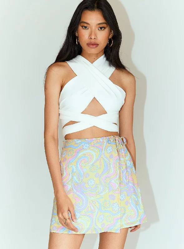 Trendy Boutiques Online Retro Swirl Wrap Mini Skirt