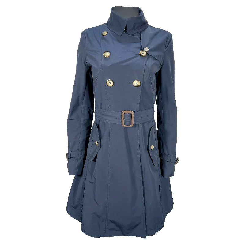 Clothing Sales Moncler Euphraise Belted Trench Coat in Navy Blue Cotton
