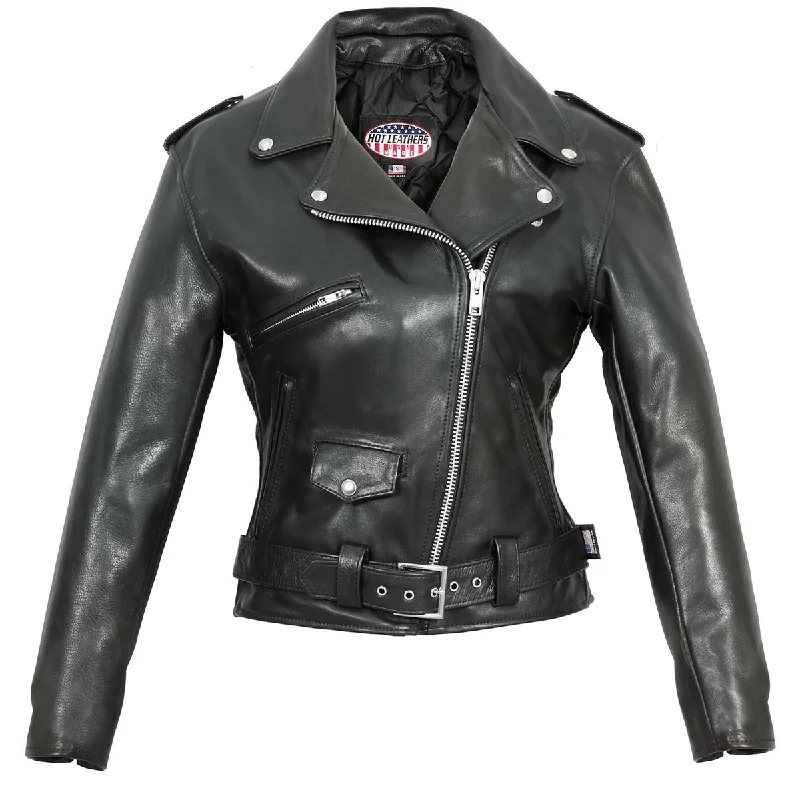 Designer Women's Fashion Online Hot Leathers JKL5004 Women's Black Premium USA Made Classic Motorcycle Style Leather Jacket Designer Women's Fashion Online Hot Leathers JKL5004 Women's Black Premium USA Made Classic Motorcycle Style Leather Jacket