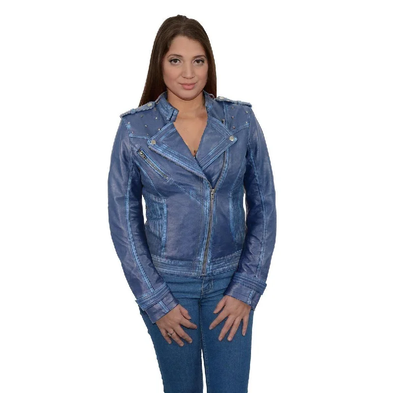 Women's Formal Clothes Milwaukee Leather Women's Maiden Royal Blue Premium Sheepskin Motorcycle Fashion Leather Jacket with Studs SFL2840 Women's Formal Clothes Milwaukee Leather Women's Maiden Royal Blue Premium Sheepskin Motorcycle Fashion Leather Jacket with Studs SFL2840