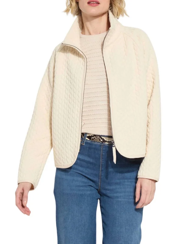 Sol Quilted Cable Jacket In Panna Cotta