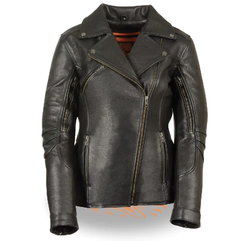 Affordable Women's Outfit Milwaukee Leather MLL2580 Women's Long Length Belt-Less Vented Black Leather Jacket Affordable Women's Outfit Milwaukee Leather MLL2580 Women's Long Length Belt-Less Vented Black Leather Jacket