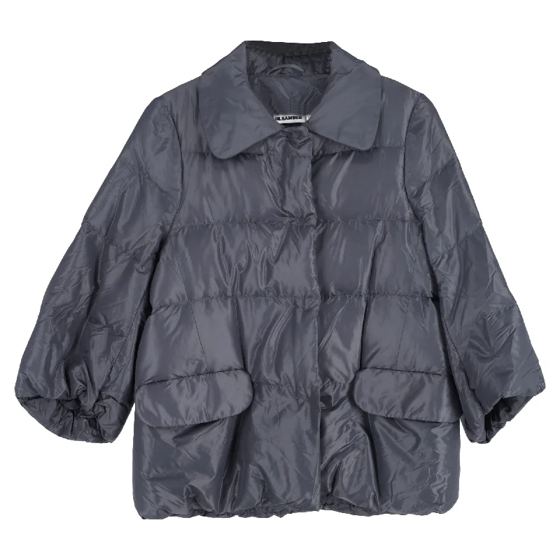 Trendy Outfits For Ladies Jil Sander Quilted Jacket in Grey Nylon