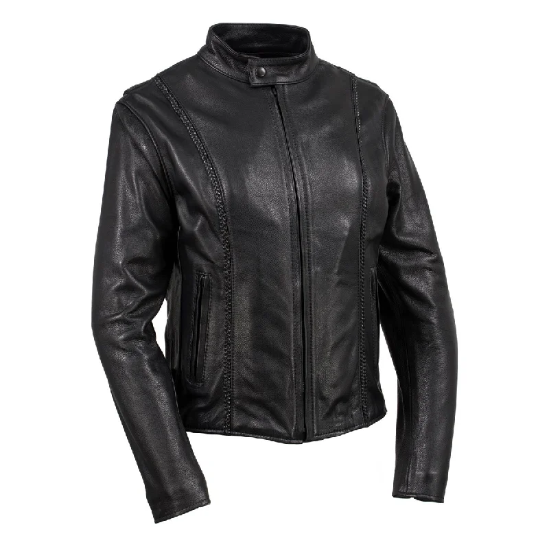 Casual Style for Busy Women Hot Leathers JKL5002 USA Made Women's 'Pristine' Black Premium Motorcycle Leather Jacket Casual Style for Busy Women Hot Leathers JKL5002 USA Made Women's 'Pristine' Black Premium Motorcycle Leather Jacket