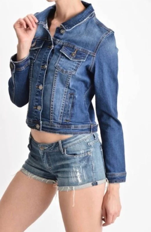 Contemporary Women's Clothing Denim Jacket In Medium Wash