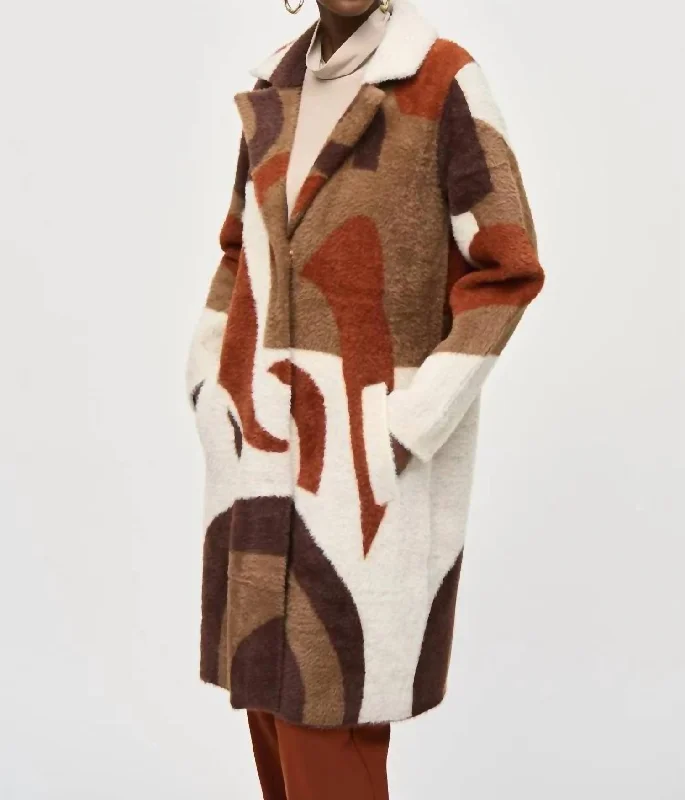 Women's Clothing for All Occasions Joseph Ribkoff Long Sweater Coat In Cinnamon