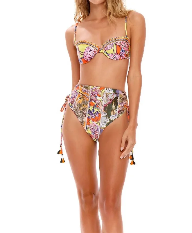 Etta Reversible Hand-Crafted Bikini Bottom In Suki Drop Multi-Spliced