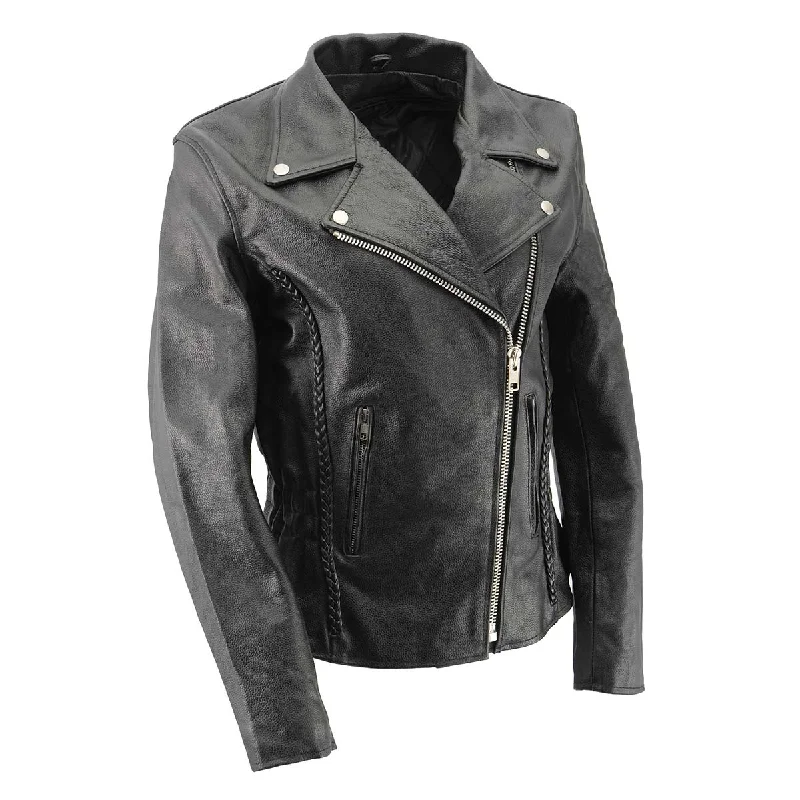 Women's Vacation Attire Milwaukee Leather SH7013 Women's Black 'Braided' Motorcycle Leather Jacket Women's Vacation Attire Milwaukee Leather SH7013 Women's Black 'Braided' Motorcycle Leather Jacket