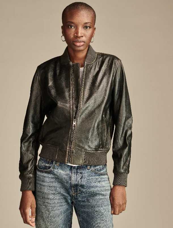 Clothing For Women Lucky Brand Women's Liana Leather Bomber