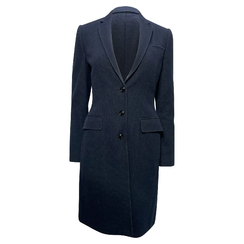 Clothing Brands Dolce & Gabbana Knitted Single-Breasted Coat in Navy Blue Wool
