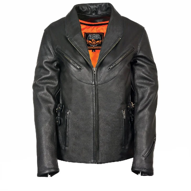 Clothes Sales Milwaukee Leather MLL2510 Ladies Black Leather Vented Jacket With Side Buckles Clothes Sales Milwaukee Leather MLL2510 Ladies Black Leather Vented Jacket With Side Buckles