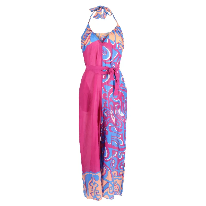 Women's Outerwear Garments Emilio Pucci Printed Halter Neck Jumpsuit in Fuchsia Viscose Women's Outerwear Garments Emilio Pucci Printed Halter Neck Jumpsuit in Fuchsia Viscose