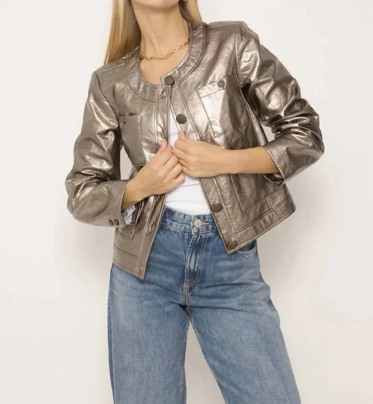 Fashionable Women's Clothing Arden Vegan Lady Jacket In Silver