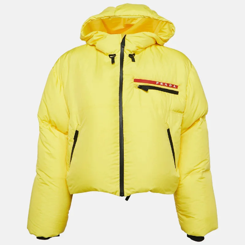 Women's Clothing for All Occasions Prada Sports Yellow Technical Synthetic Puffer Down Jacket Women's Clothing for All Occasions Prada Sports Yellow Technical Synthetic Puffer Down Jacket