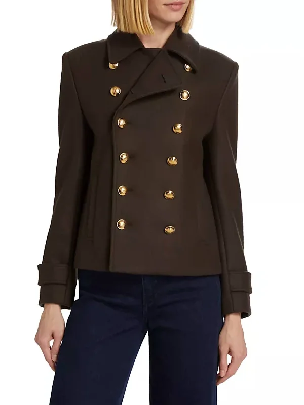 Sales Clothes Ornella Cropped Peacoat In Cocoa