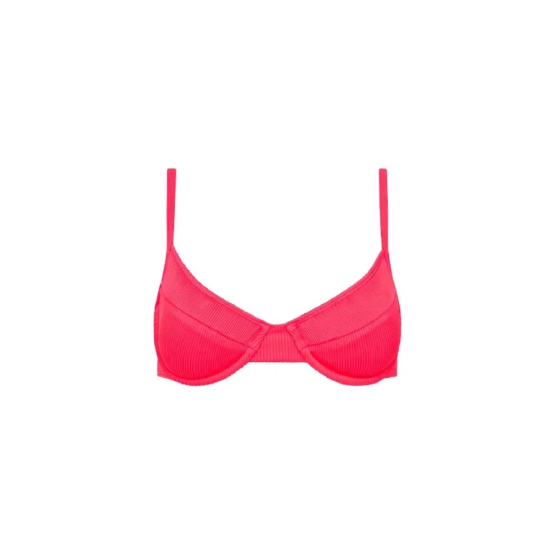 Vintage-Inspired Women's Apparel Women's Ribbed Ditzy Underwire Bikini Top In Watermelon
