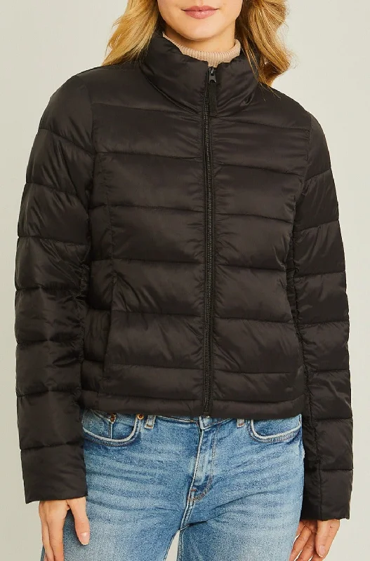 Feminine Dresses for Women in Bold Prints Zip Up Puffer Jacket