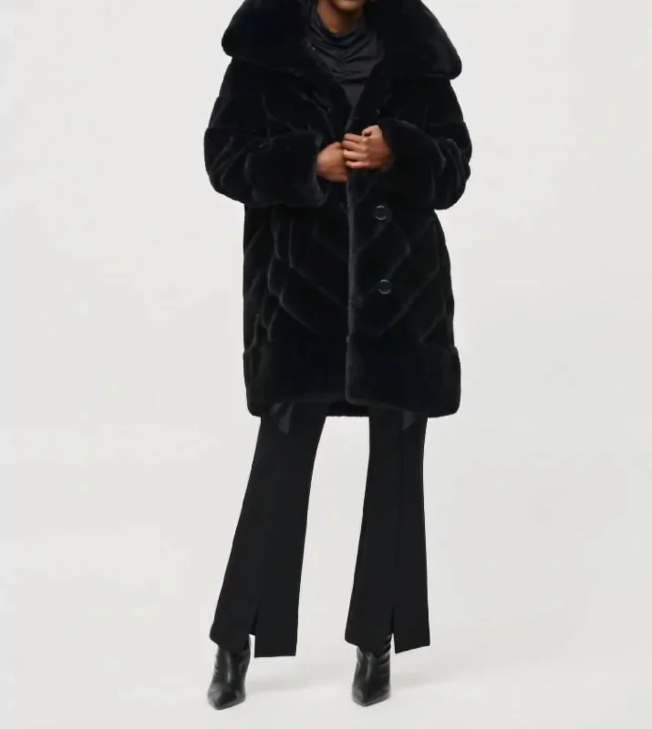 Casual Fashion Trends for Women Faux Fur Puff Coat In Black