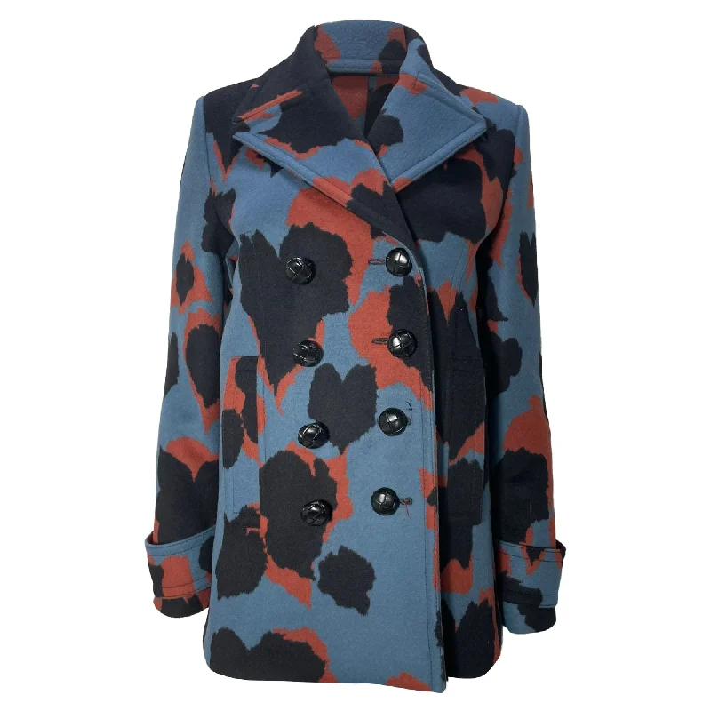 Women's Clothing Online Sale Gucci Camouflage Double-Breasted Peacoat in Multicolor Wool