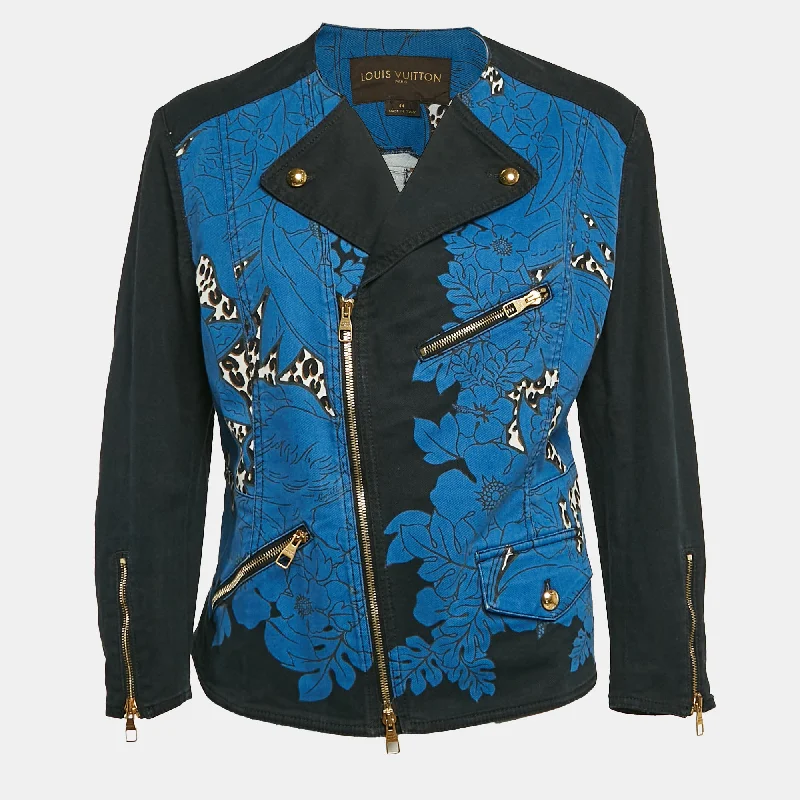 Designer Women's Fashion Online Louis Vuitton Blue Floral & Leopard Print Denim Zip Up Jacket L Designer Women's Fashion Online Louis Vuitton Blue Floral & Leopard Print Denim Zip Up Jacket L