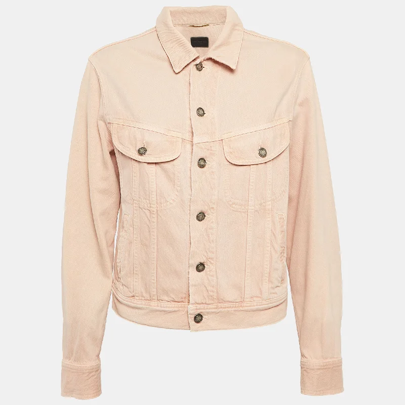 Casual and Comfortable Outfits Saint Laurent Paris Pink Denim Button Front Jacket