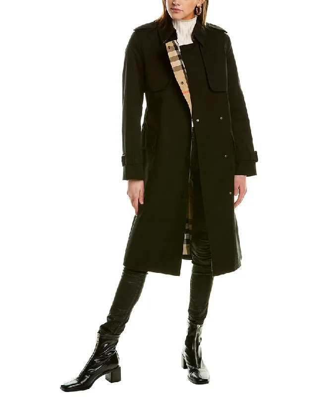 Women's Clothing For Travel Burberry Check Panel Gabardine Trench Coat