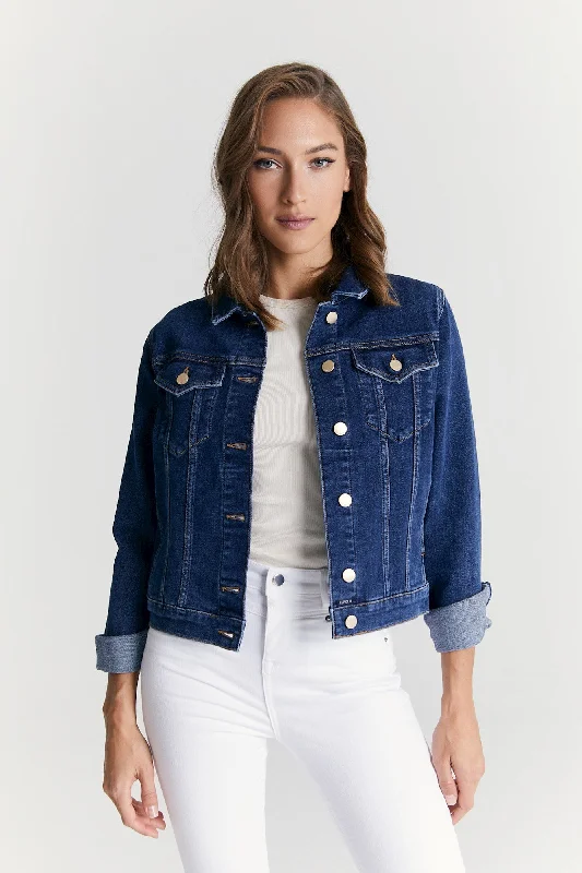 Modern Women's Fashion with Vintage Touches Katy Long Sleeve Western Jacket Dark Blue Modern Women's Fashion with Vintage Touches Katy Long Sleeve Western Jacket Dark Blue