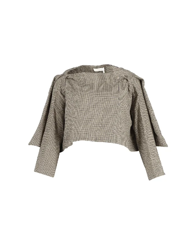 Cheap Women's Clothing Online Chloé Houndstooth Cropped Cape Jacket in Multicolor Wool