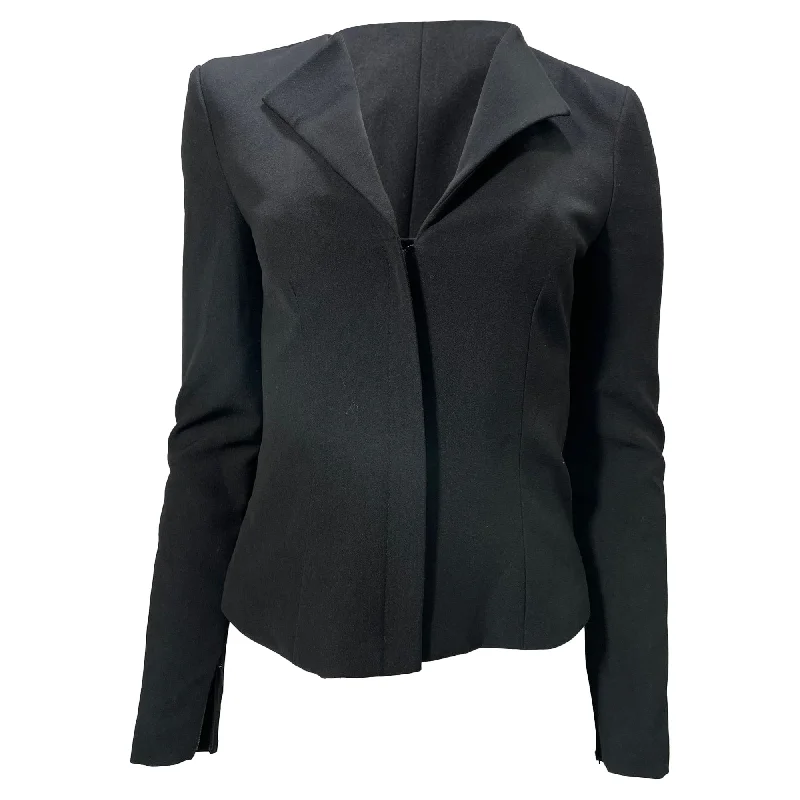 Women Fashion Roland Mouret Collared Hidden Closure Blazer in Black Wool