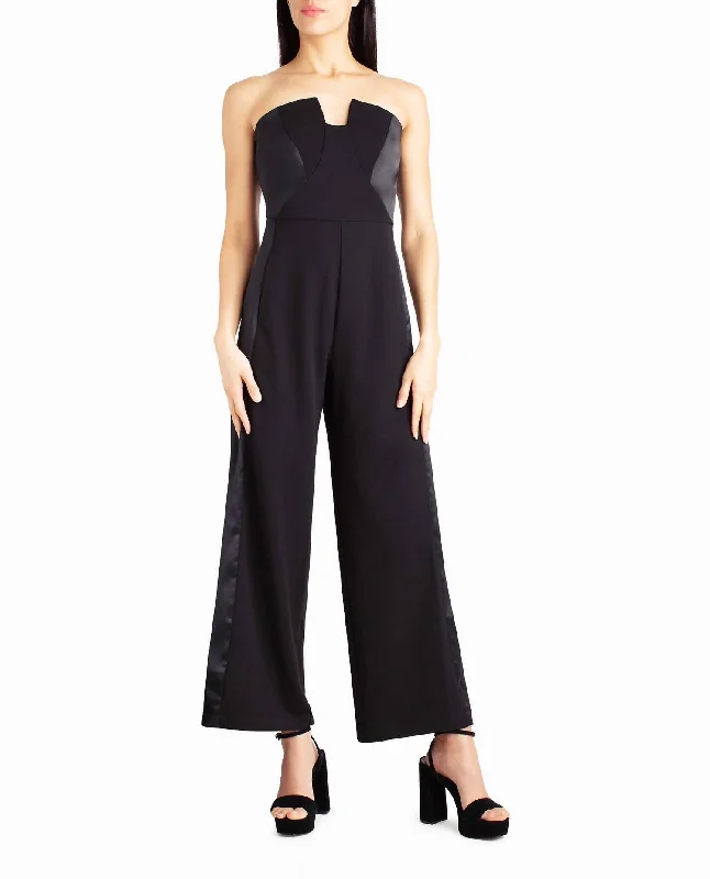 Jasmine Crepe Tuxedo Jumpsuit In Very Black