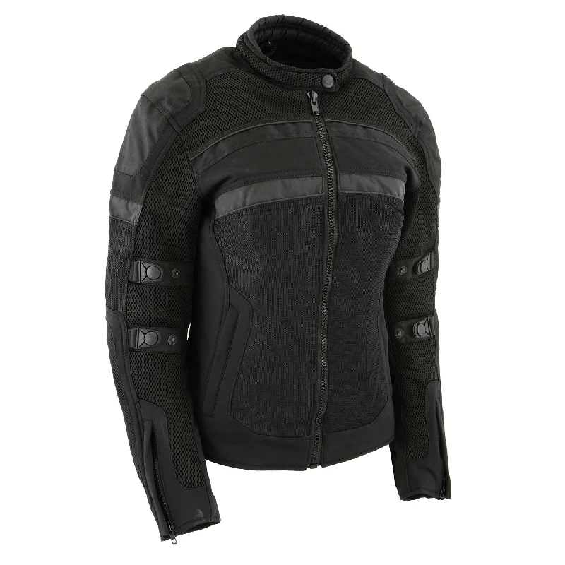 Women's Casual Garments Milwaukee Leather MPL2775 Black Armored Textile Motorcycle Jacket for Women - All Season Jacket w/ Removable Liner