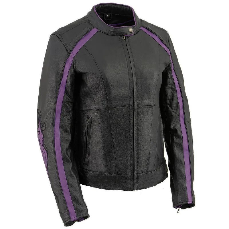 Sale Clothes Online Milwaukee Leather X1952 Women's Black and Purple Embroidered and Stud Design Jacket Sale Clothes Online Milwaukee Leather X1952 Women's Black and Purple Embroidered and Stud Design Jacket