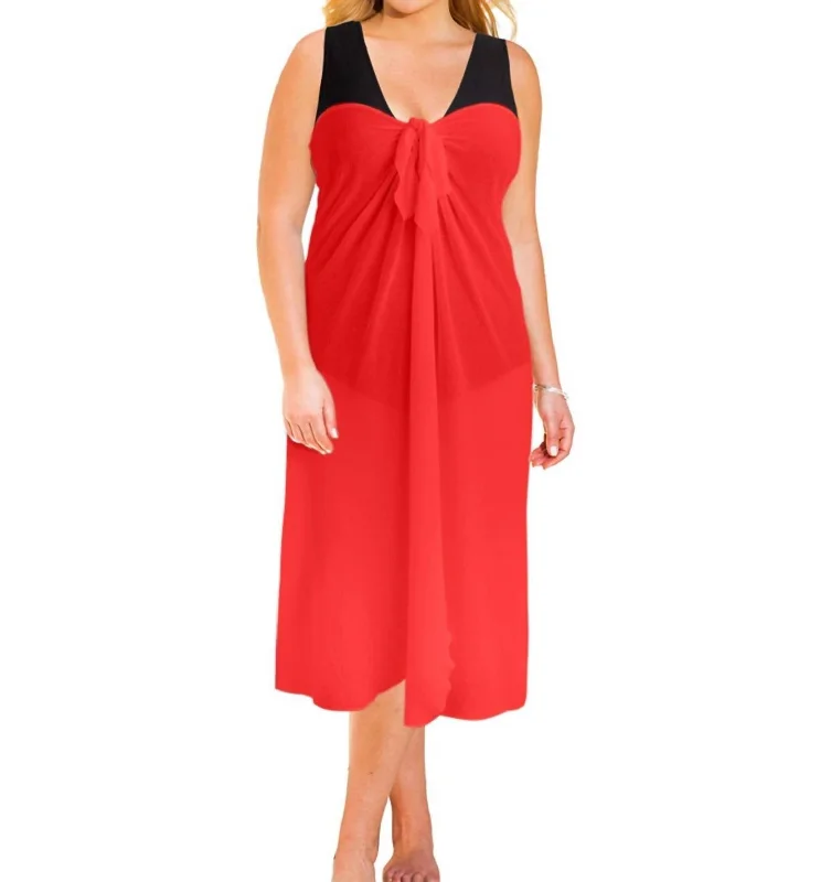 Sun Diva Plus Size Long Pareo Cover Up In Papaya